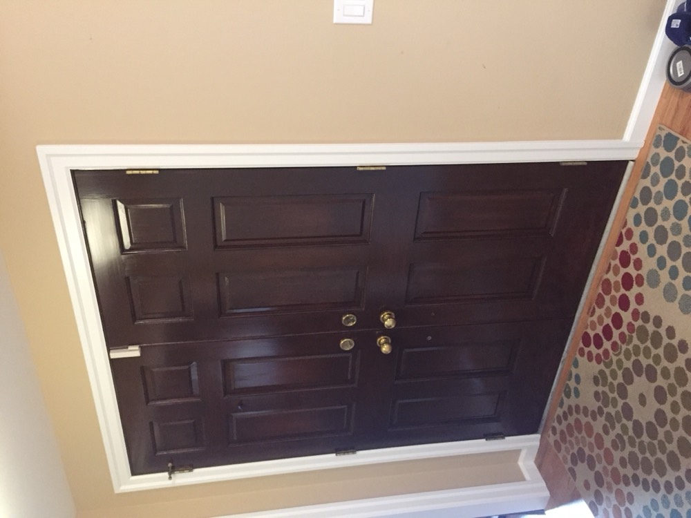The same double doors refinished in deep espresso